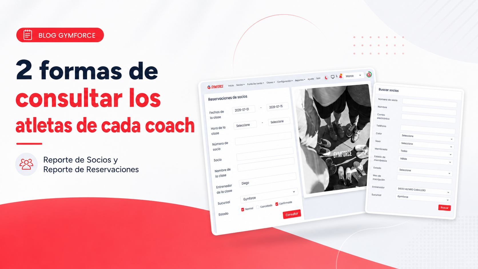 Reportes de Gymforce para consultar los atletas atendidos por cada coach