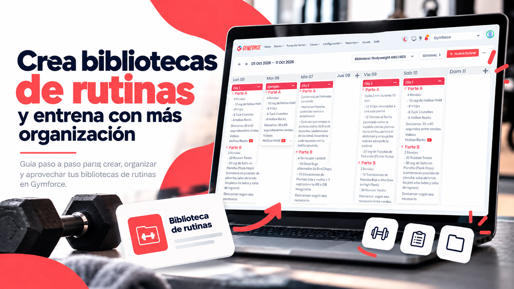 Bibliotecas de rutinas en Gymforce: aprende a crearlas y reutilizarlas