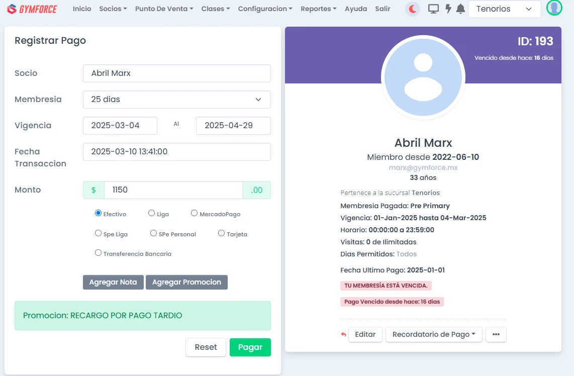 Lista socios Gymforce