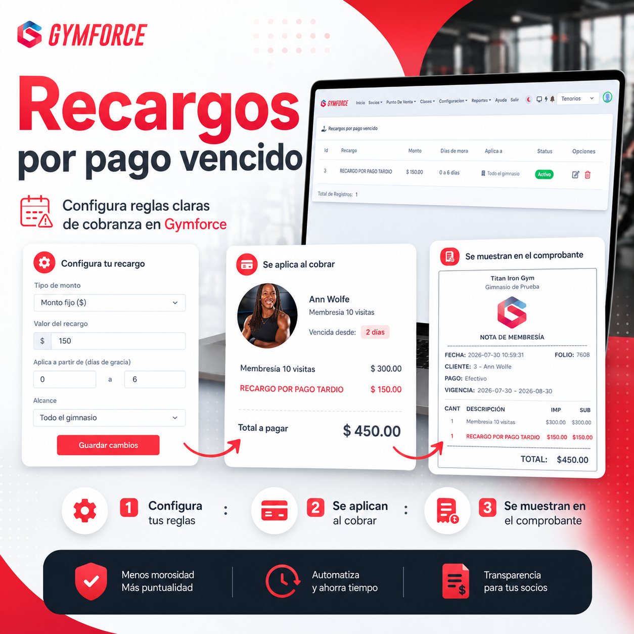 Cómo configurar recargos por pago vencido en tu gimnasio con Gymforce