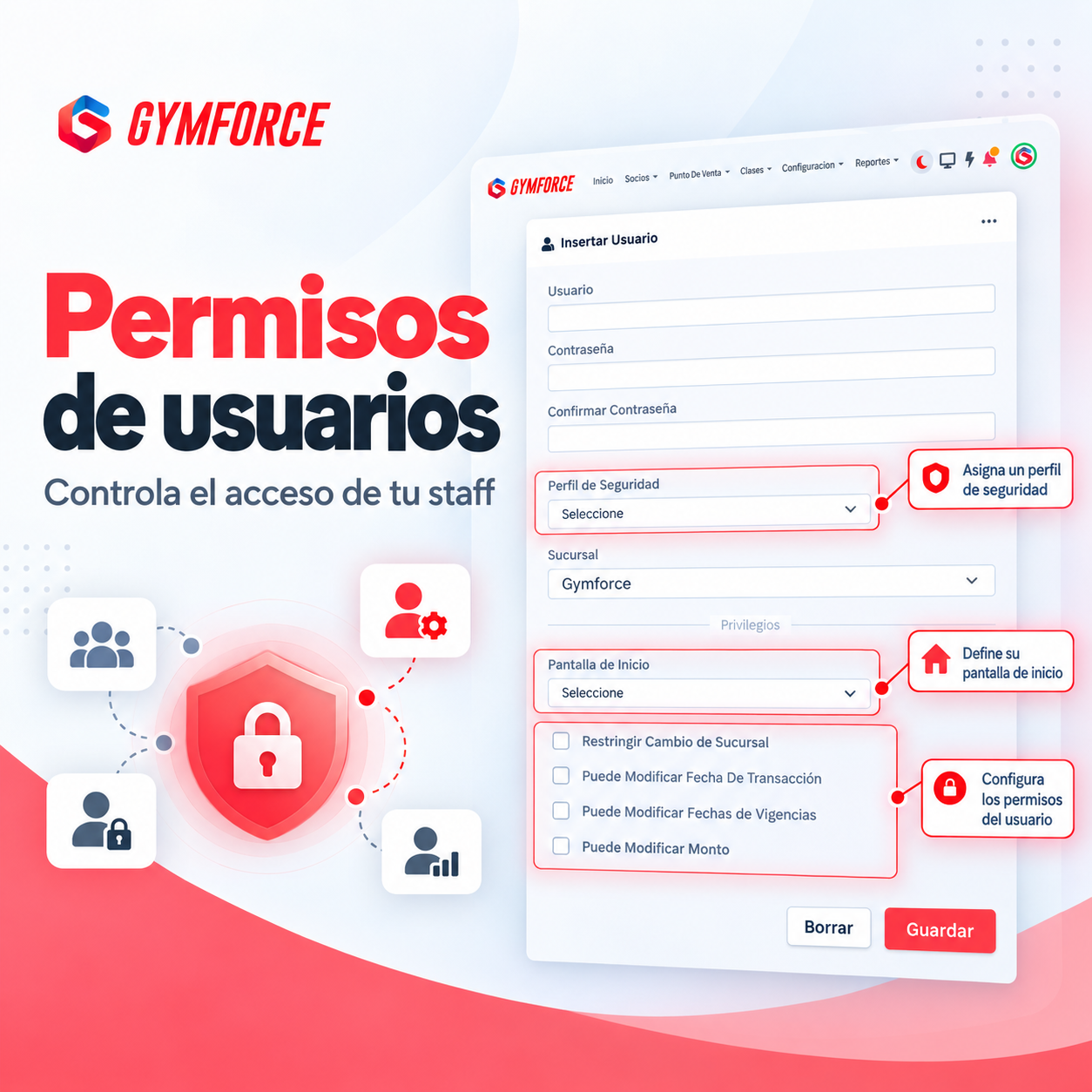 Cómo restringir los permisos de usuarios y staff en tu gimnasio con Gymforce