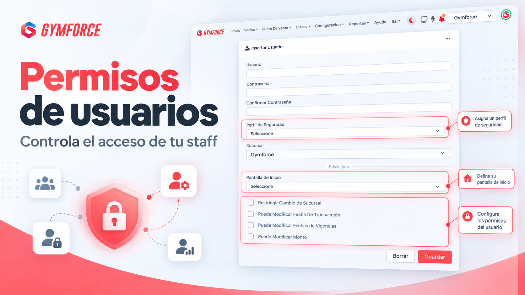 Cómo restringir los permisos de usuarios y staff en tu gimnasio con Gymforce