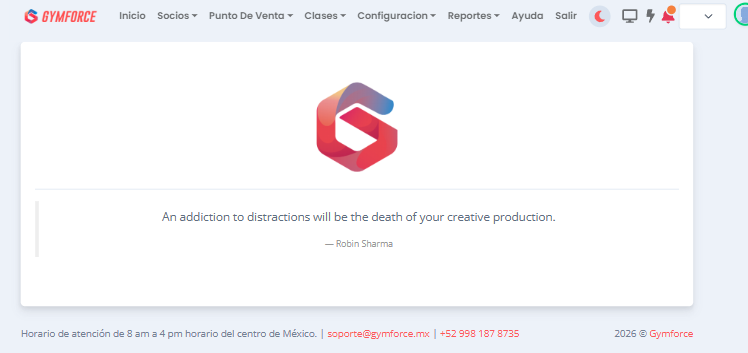 Sin Dashboard Gymforce