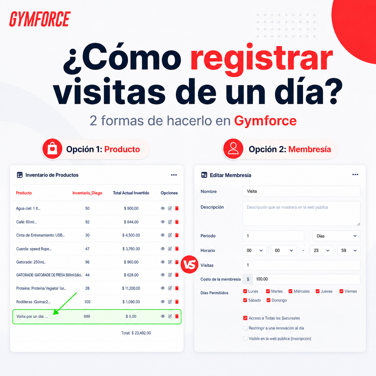 Cómo registrar visitas de un día en tu gimnasio