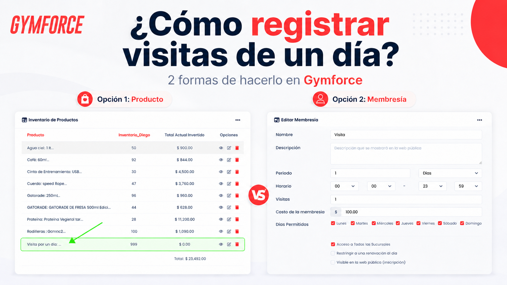 Cómo registrar visitas de un día en tu gimnasio